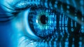 A close up of a blue eye with a digital pattern surrounding it Royalty Free Stock Photo