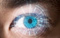 Close-up of blue eye digital scanning technology concept Royalty Free Stock Photo