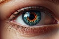Close-Up of Blue Eye with Fire Reflection in Iris Royalty Free Stock Photo