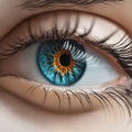 close up blue eye in girl. macro image Royalty Free Stock Photo