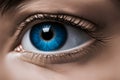 Close-up of blue eyes, healthy lifestyle concept. the look is precise and straight to the target.