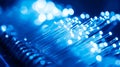 A close up of a blue fiber optic cable Royalty Free Stock Photo