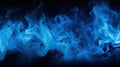 A close up of blue flames on a black background, AI Royalty Free Stock Photo