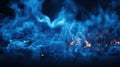 A close up of blue flames on a black background, AI Royalty Free Stock Photo