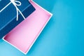 Close up blue gift box Royalty Free Stock Photo