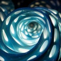 a close up of a blue glass sculpture