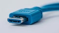 Close-up of Blue HDMI Cable on White Background Royalty Free Stock Photo