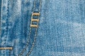 Close-up of blue jeans apron, Denim texture, macro background for web site or mobile devices Royalty Free Stock Photo