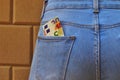 Jeans back pocket with cash Royalty Free Stock Photo