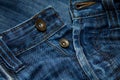 Close up of blue jeans with buttons