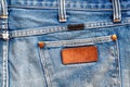 Close up of a blue jeans label. Royalty Free Stock Photo