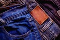 Close up Blue jeans on old wood background. Pocket on blue jeans. Royalty Free Stock Photo