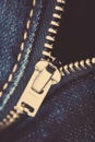 Close-up from blue jeans with zipper Royalty Free Stock Photo