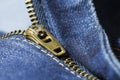 Close-up blue jeans zipper Royalty Free Stock Photo