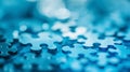 A close-up of blue jigsaw puzzle pieces, symbolizing problem-solving, teamwork, strategy, and mental challenges in Royalty Free Stock Photo