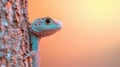 A Close up of a Blue Lizard on Tree Bark Royalty Free Stock Photo