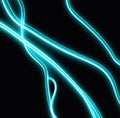 Close up of blue neon lines on black backrgound