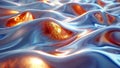 Fluid simulation: a swirly and metallic abstract 3d rendering of a blue and orange background, generative ai Royalty Free Stock Photo