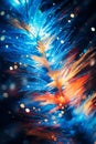 a close up of a blue and orange feather on a black background Royalty Free Stock Photo