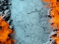 A close up of a blue and orange fire and ice background Royalty Free Stock Photo