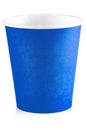 close up blue paper cup isolated on white background Royalty Free Stock Photo