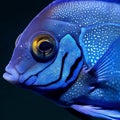 Close-up of a blue parrotfish swimming in the sea