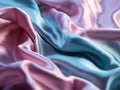 close up of blue and pink satin fabric texture background with copy space Generative AI Royalty Free Stock Photo