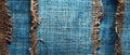 Close-up of a blue striped burlap fabric showing rugged texture and frayed edges, suitable for texture-focused imagery Royalty Free Stock Photo