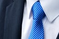 Close-up of a blue striped tie Royalty Free Stock Photo