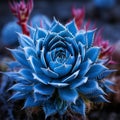 a close up of a blue succulent plant