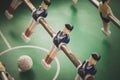 Close up of blue table soccer foosbal players Royalty Free Stock Photo