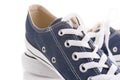 Blue trendy sport shoes on white background