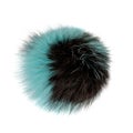 Close up of blue two colors rabbit fur pompom isolated on white background Royalty Free Stock Photo