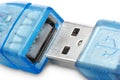 Close up of blue usb plug cable Royalty Free Stock Photo