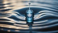 Close-Up of blue Water Droplet on lake with reflection