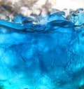 Close up blue water in glass Royalty Free Stock Photo