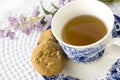 Close up blue and white tea set Royalty Free Stock Photo