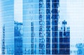 Close-Up Blue windows Of Modern Office Buildings with reflection in city of Bangkok Royalty Free Stock Photo