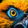 close up of blue and yellow macaw (Ara ararauna) Made With Generative AI illustration