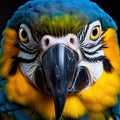 close up of blue and yellow macaw (Ara ararauna) Made With Generative AI illustration