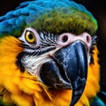 close up of blue and yellow macaw (Ara ararauna) Made With Generative AI illustration