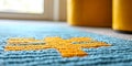 Close up of Blue and Yellow Patterned Carpet Texture with Blurred Background Royalty Free Stock Photo