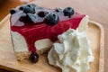 Blueberry cheese cake with whipping cream