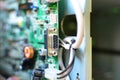 Close-up of Blurred background - Printed Circuit Board with electrical components. Concept for electrical engineering and modern Royalty Free Stock Photo