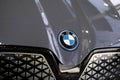 close-up BMW electric SUV model ix in Studio, Exterieur electric vehicle in showroomr, alternative energy development concept,