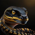 Close-up of a boa constrictor snake on a black background AI Generated