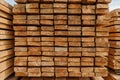 Close up board pine stack building materials high parallel folded dry building design pattern Royalty Free Stock Photo