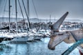 Close up of a boat anchor in Alghero harbor in hdr