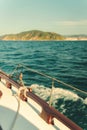 a close up of a boat's deck with some ropes