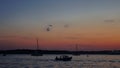 Close up of boats during sunset on Hvar island Royalty Free Stock Photo
